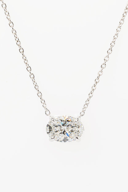2 CT Oval East-West Lab Grown Diamond Necklace in Solid Gold