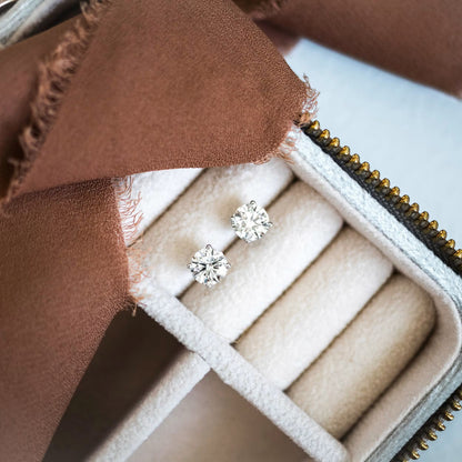 1.0 TCW Round Shape Moissanite Stud Earrings in Gold 3