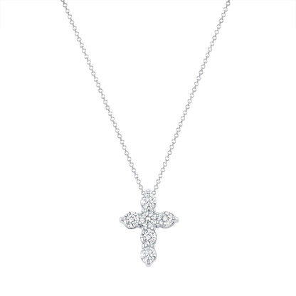 0.50 TCW Round Cut Moissanite Diamond Cross Pendant Necklace in Solid Gold 3