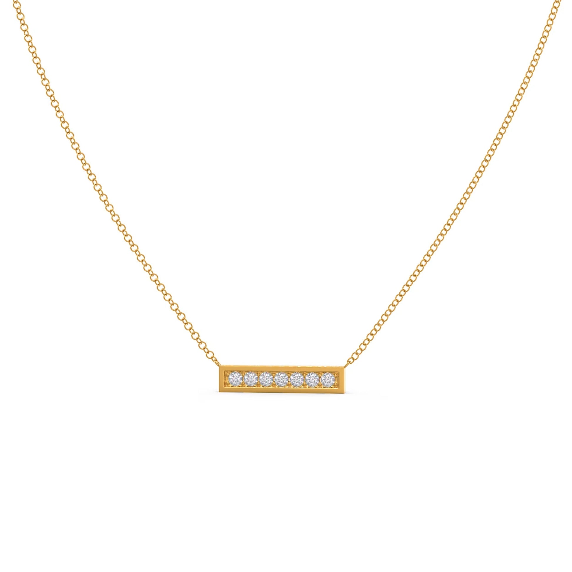 0.30 TCW Round Moissanite Diamond Bar Pendant Necklace in Solid Gold 5