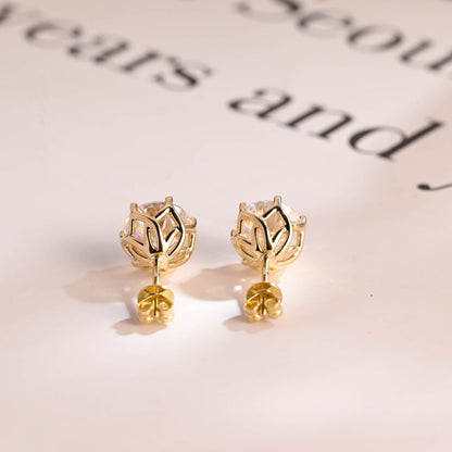 1.0 TCW Round Cut Moissanite Stud Earrings in Gold 6