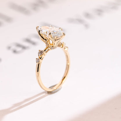Stunning 1.0 - 2.0 CT Marquise Moissanite Engagement Ring with Hidden Halo Design 9