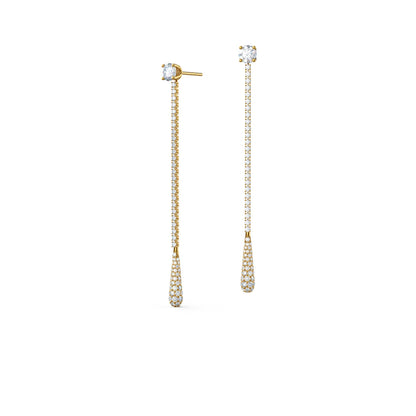 3.0 TCW Round Cut Moissanite Drop Dangler Earrings in Gold 5