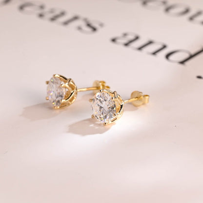 1.0 TCW Round Cut Moissanite Stud Earrings in Gold 5