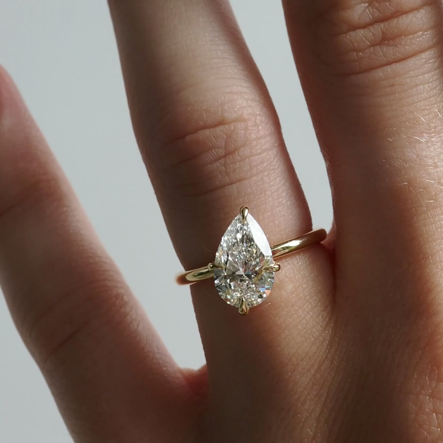 2.10 CT Pear Cut Solitaire Lab Grown Diamond Engagement Ring