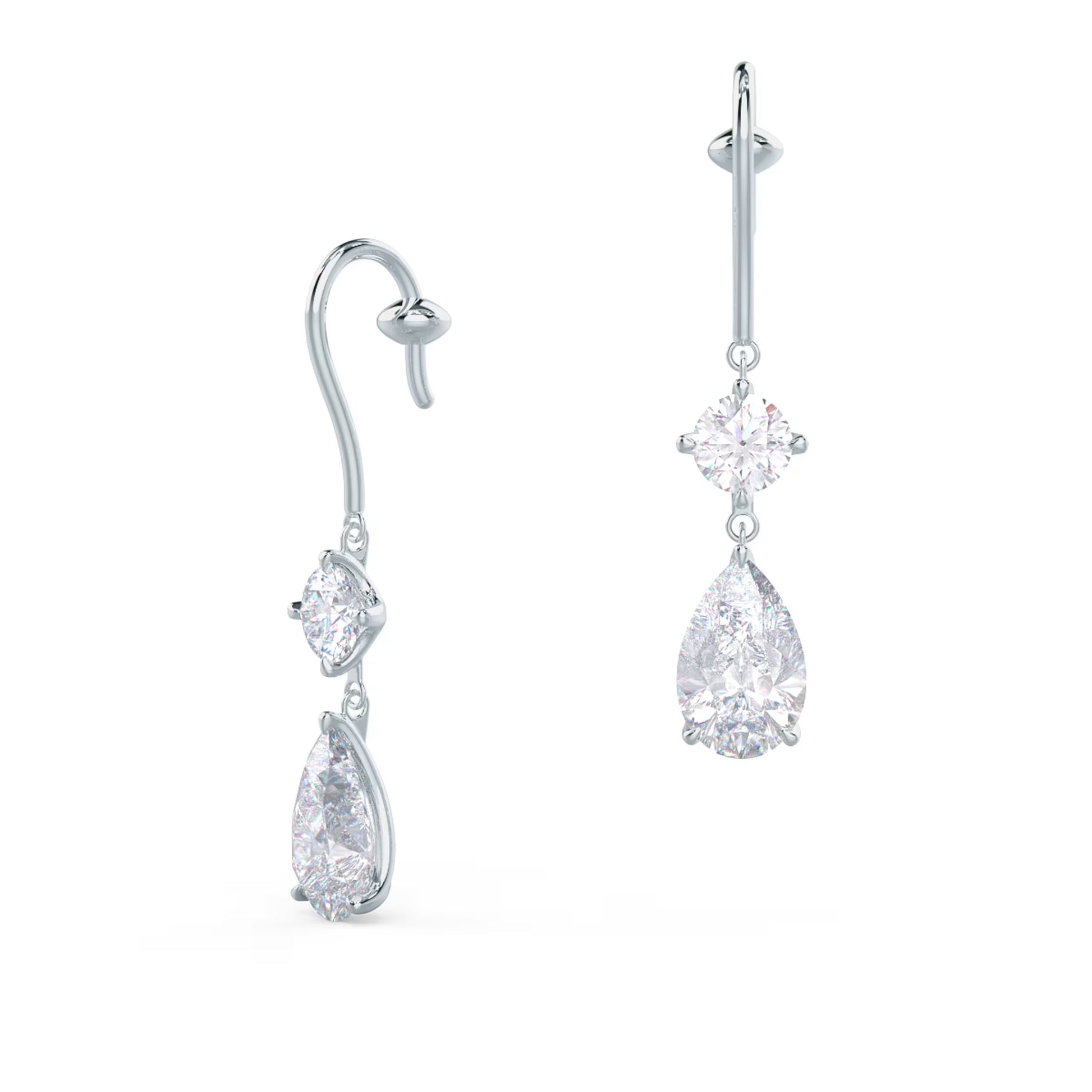 1.30 TCW Pear & Round Cut Moissanite Duet Drop Earrings in Gold 6