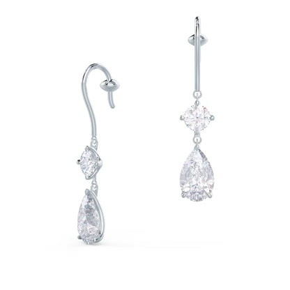 1.30 TCW Pear & Round Cut Moissanite Duet Drop Earrings in Gold 6