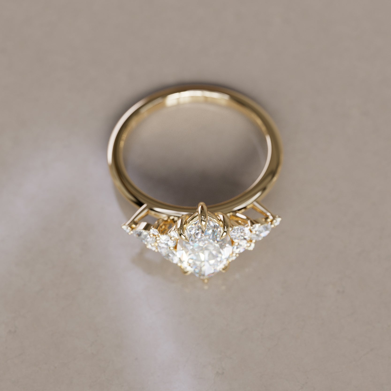 Marquise Shaped Three Stone Lab Grown Diamond Engagement Ring