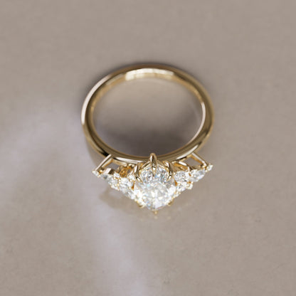 Marquise Shaped Three Stone Lab Grown Diamond Engagement Ring