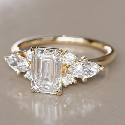 Marquise Shaped Three Stone Lab Grown Diamond Engagement Ring