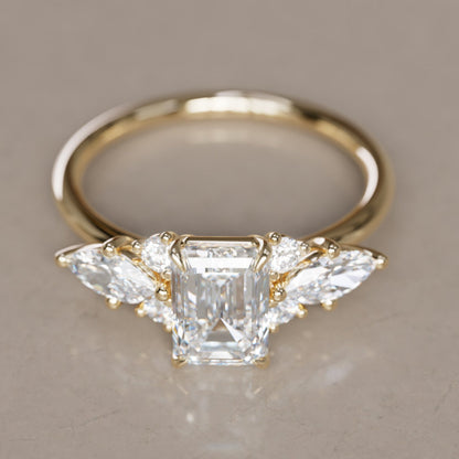 Marquise Shaped Three Stone Lab Grown Diamond Engagement Ring