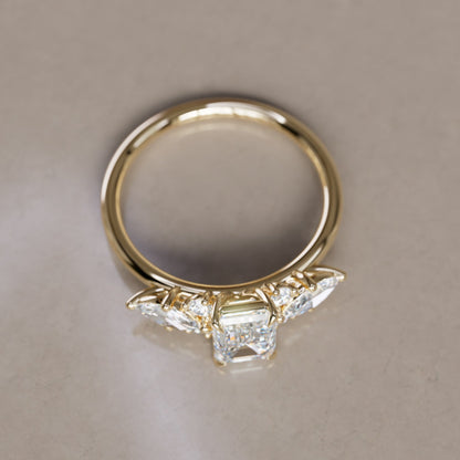 Marquise Shaped Three Stone Lab Grown Diamond Engagement Ring