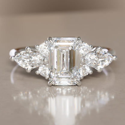 Marquise Shaped Three Stone Lab Grown Diamond Engagement Ring