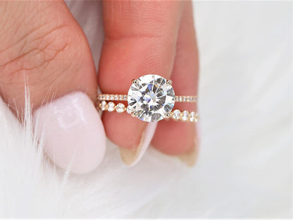 2.7 CT Round Cut Pave Lab Grown Diamond Bridal Ring Set