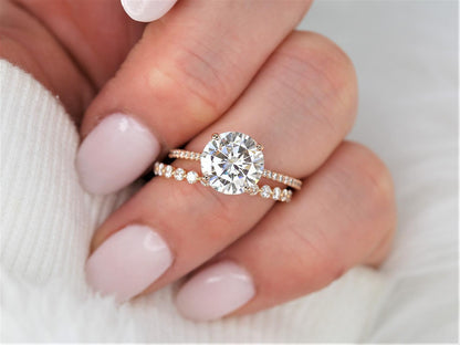 2.7 CT Round Cut Pave Lab Grown Diamond Bridal Ring Set