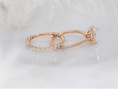 2.7 CT Round Cut Pave Lab Grown Diamond Bridal Ring Set