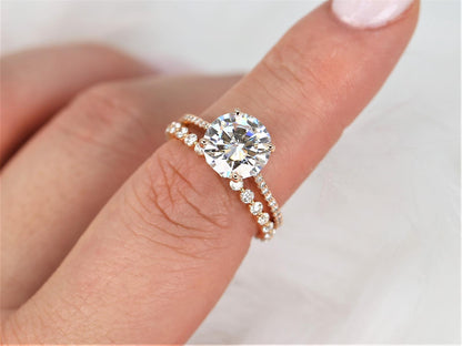2.7 CT Round Cut Pave Lab Grown Diamond Bridal Ring Set