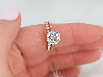 2.7 CT Round Cut Pave Lab Grown Diamond Bridal Ring Set