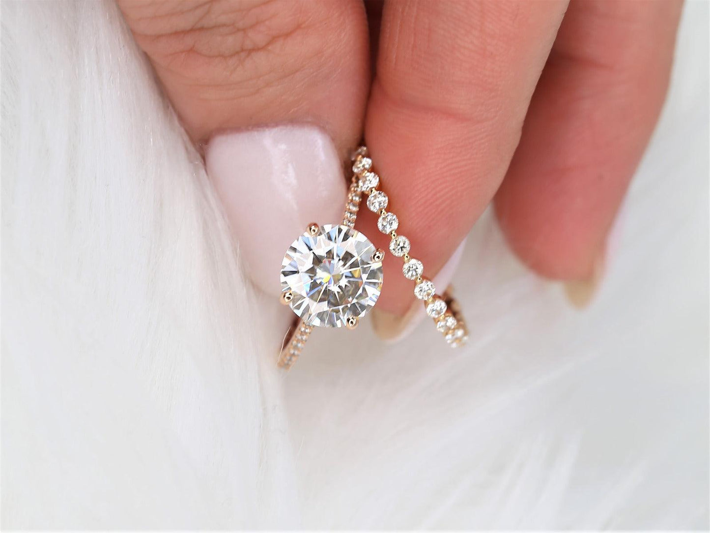 2.7 CT Round Cut Pave Lab Grown Diamond Bridal Ring Set