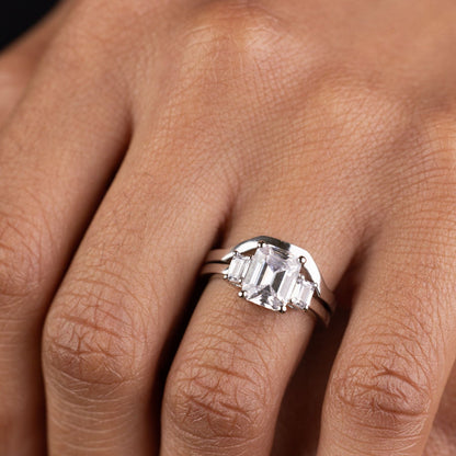 Marquise Shaped Three Stone Lab Grown Diamond Engagement Ring