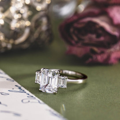 Marquise Shaped Three Stone Lab Grown Diamond Engagement Ring