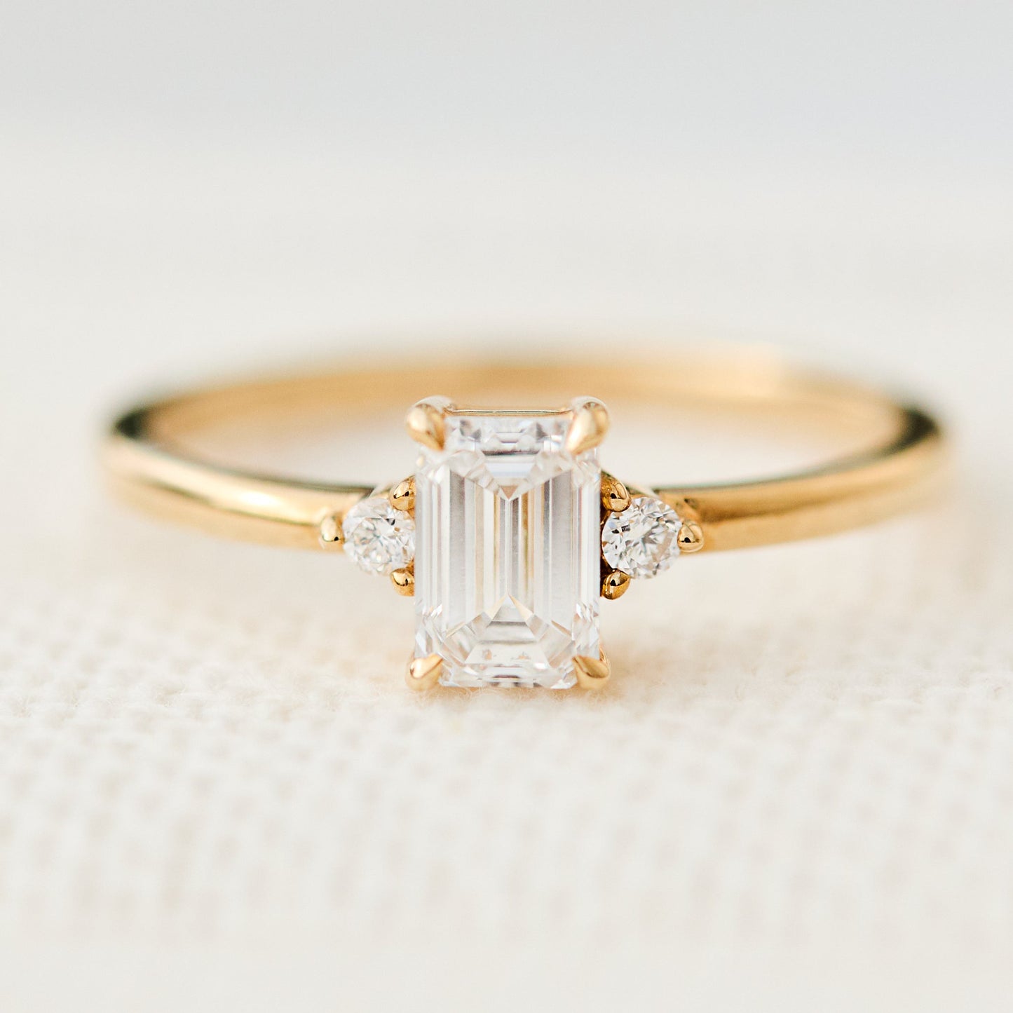 Marquise Shaped Three Stone Lab Grown Diamond Engagement Ring