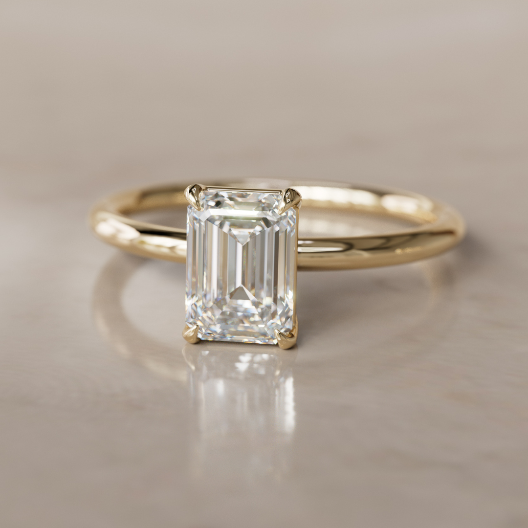 Marquise Shaped Three Stone Lab Grown Diamond Engagement Ring