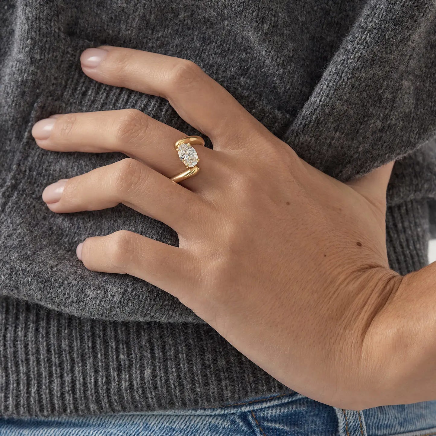 Timeless 1.5 CT Oval Cut By Pass Solitaire Lab Grown Diamond Engagement Ring