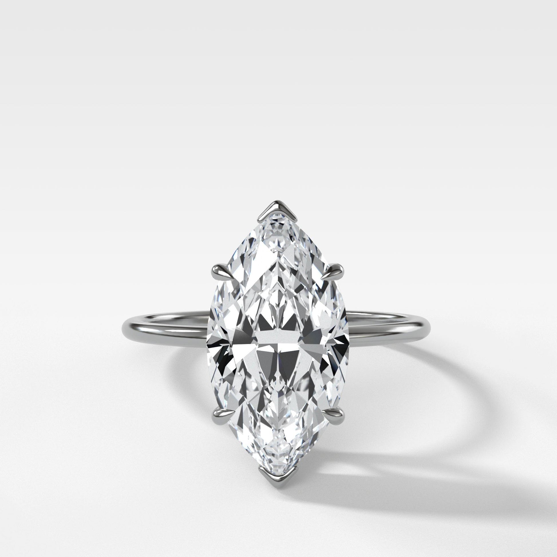 Marquise Shaped Three Stone Lab Grown Diamond Engagement Ring