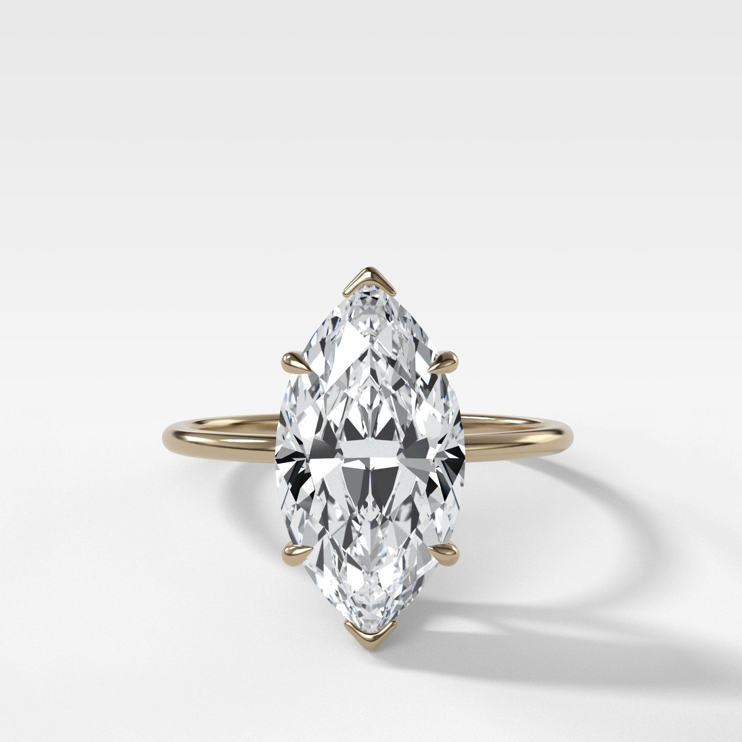 Marquise Shaped Three Stone Lab Grown Diamond Engagement Ring