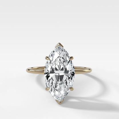 Marquise Shaped Three Stone Lab Grown Diamond Engagement Ring