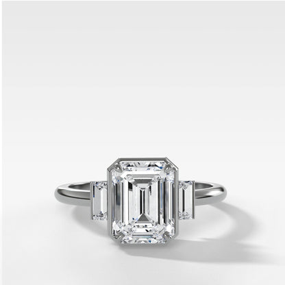 Marquise Shaped Three Stone Lab Grown Diamond Engagement Ring