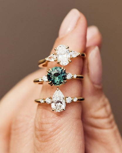 Marquise Shaped Three Stone Lab Grown Diamond Engagement Ring