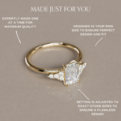 Marquise Shaped Three Stone Lab Grown Diamond Engagement Ring