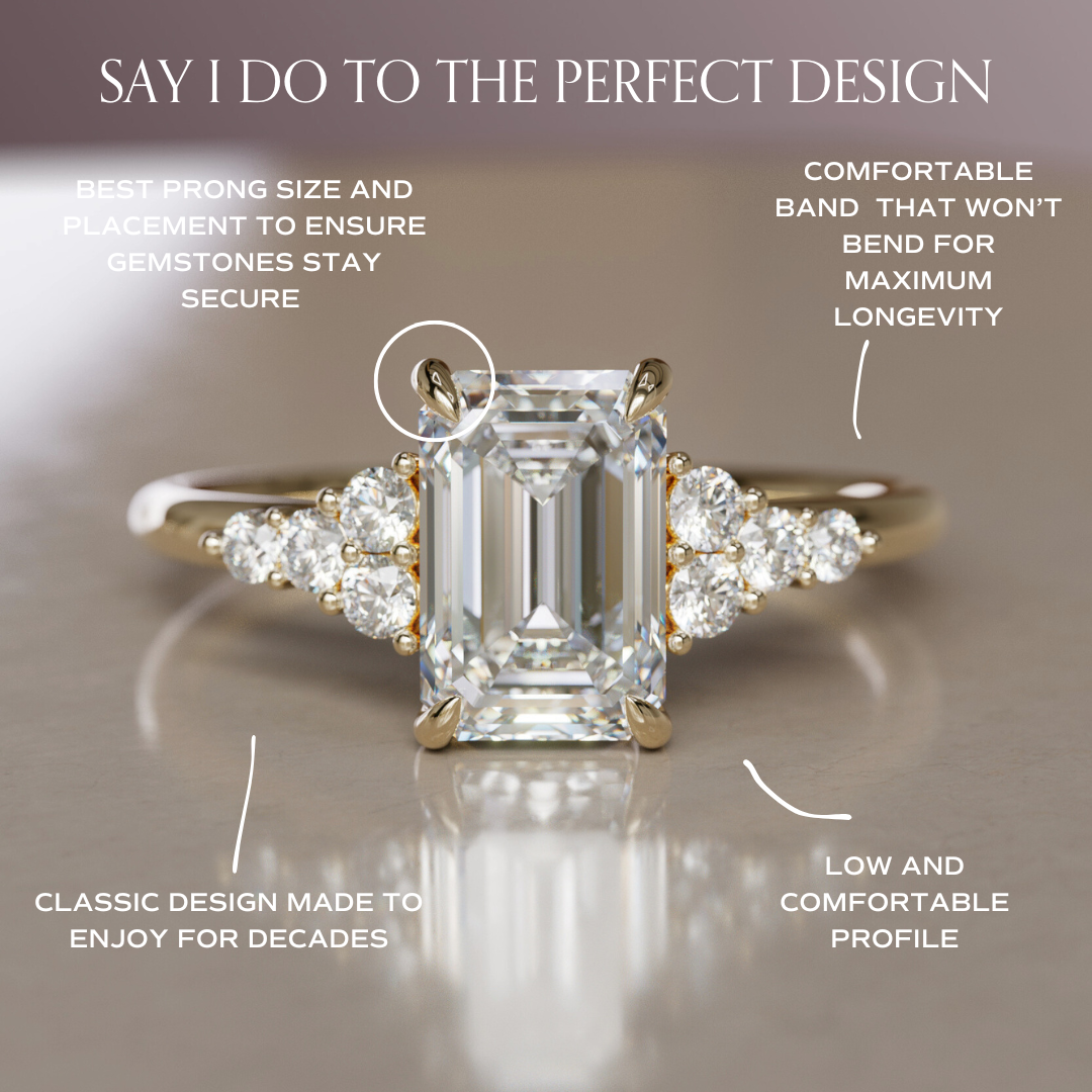 Marquise Shaped Three Stone Lab Grown Diamond Engagement Ring