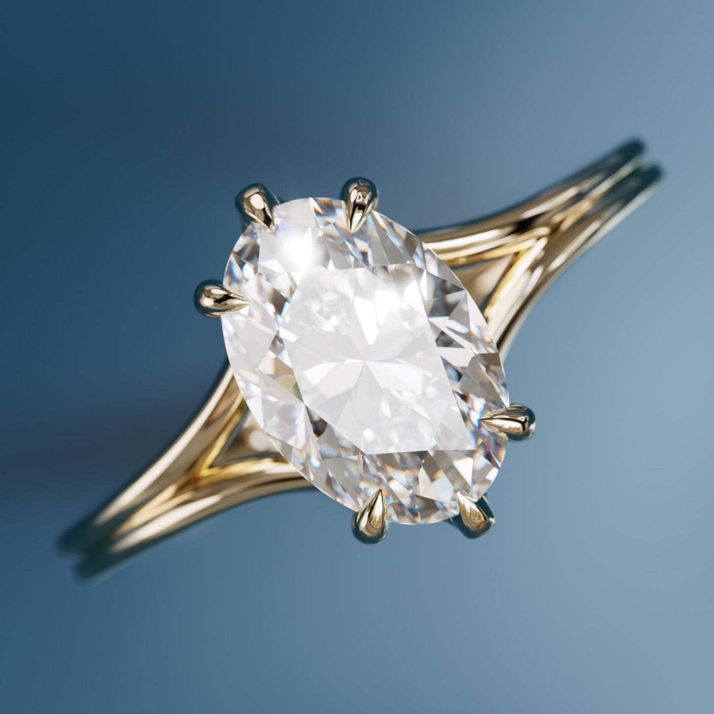 Marquise Shaped Three Stone Lab Grown Diamond Engagement Ring