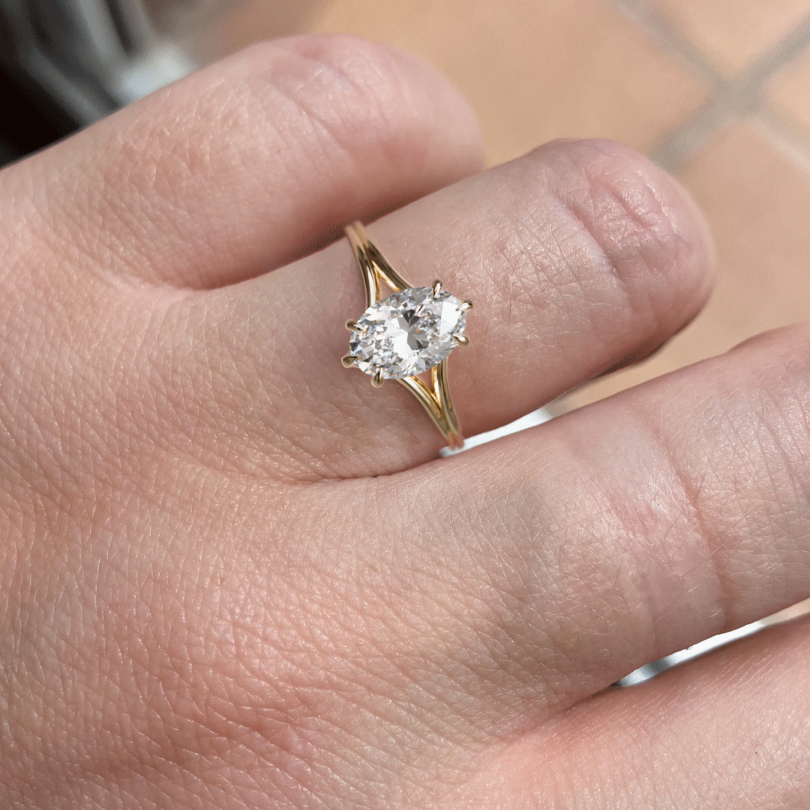 Marquise Shaped Three Stone Lab Grown Diamond Engagement Ring