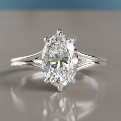 Marquise Shaped Three Stone Lab Grown Diamond Engagement Ring