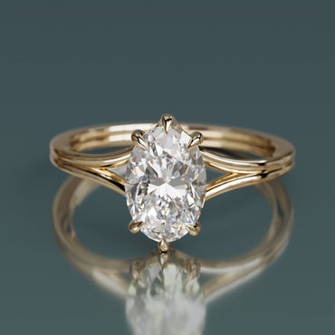 Marquise Shaped Three Stone Lab Grown Diamond Engagement Ring