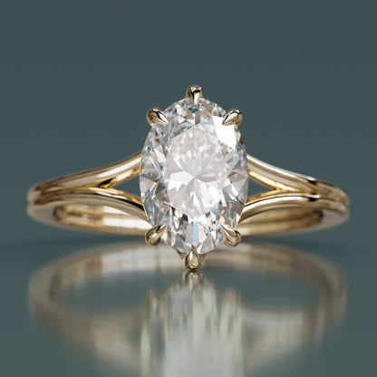 Marquise Shaped Three Stone Lab Grown Diamond Engagement Ring