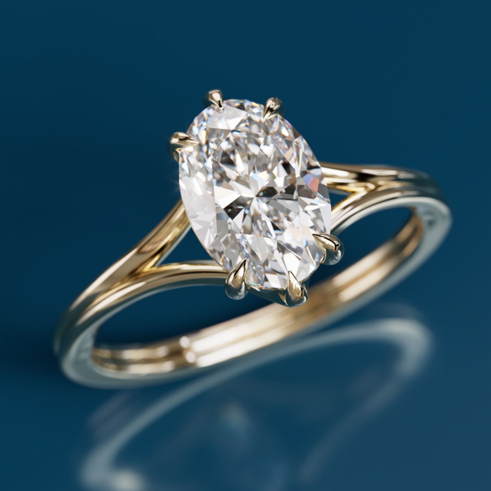 Marquise Shaped Three Stone Lab Grown Diamond Engagement Ring