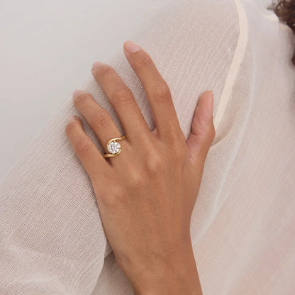 Timeless 2 CT Round Cut Swirl Unique Solitaire Lab Grown Diamond Engagement Ring