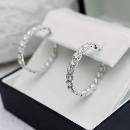 1.50 TCW Round Cut Moissanite Prong Set Inside Out Hoops Earrings in Gold 6