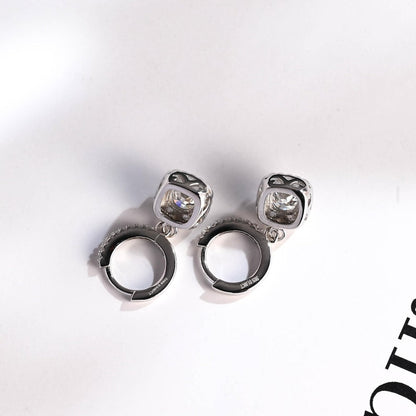 1.0 TCW Round Cut Moissanite Halo Drop Earrings in Gold 3