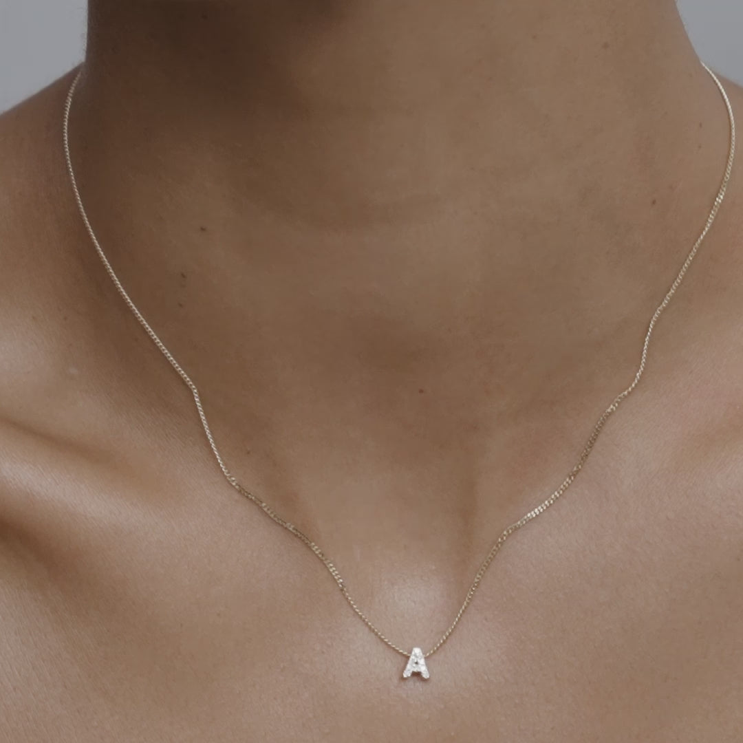 0.85 TCW Round Shaped Initial Lab Grown Diamond Necklace