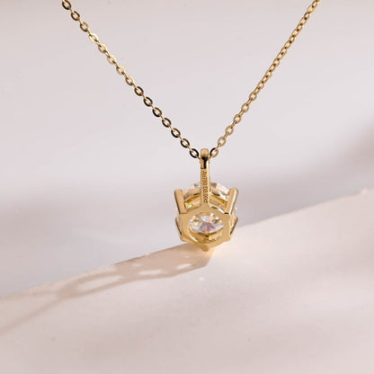 1.0 CT Round Cut Moissanite Diamond Solitaire Pendant Necklace in Solid Gold 5