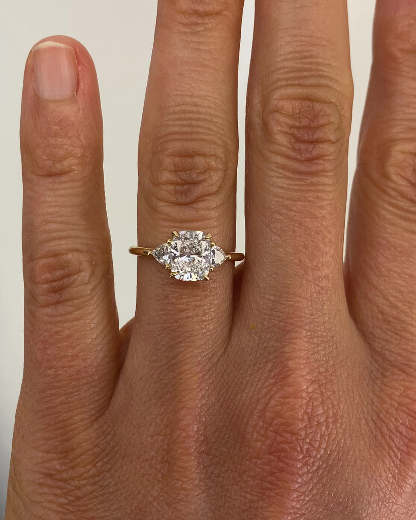 2.5 CT Cushion Cut Three Stones Lab Grown Diamond Engagement Ring