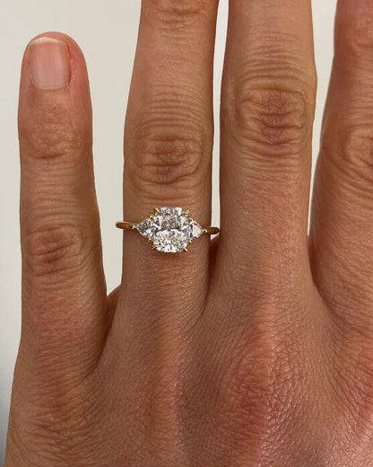 2.5 CT Cushion Cut Three Stones Lab Grown Diamond Engagement Ring