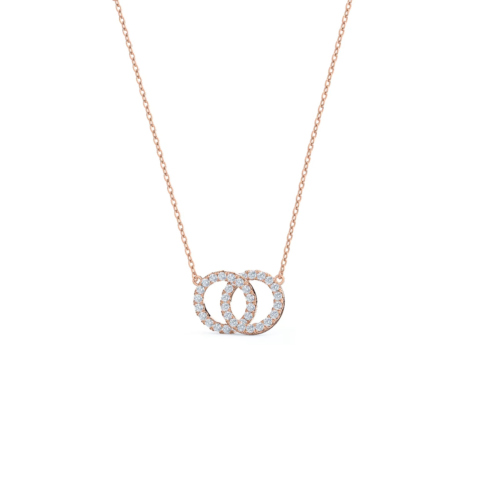 1.50 CT Round Moissanite Diamond Double Circle Pendant Necklace in Solid Gold 4