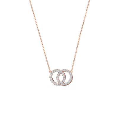 1.50 CT Round Moissanite Diamond Double Circle Pendant Necklace in Solid Gold 4